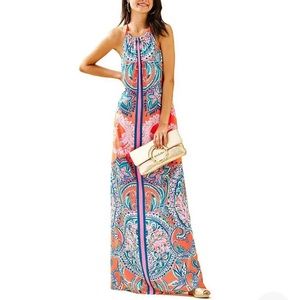 Lilly Pulitzer Hollyn Back Tie Maxi Dress Size 10 Tangerine. Sold out!